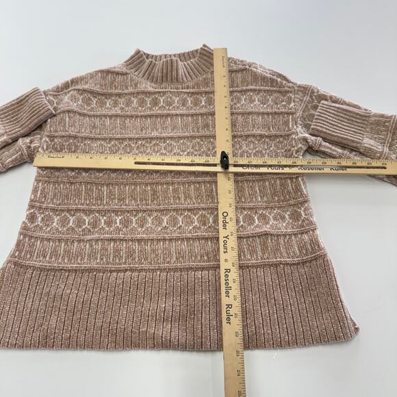 Rachel Zoe Sweater Womens X Small Brown Fair Isle Mock Neck Knit Skiing Aspen - Picture 5 of 7